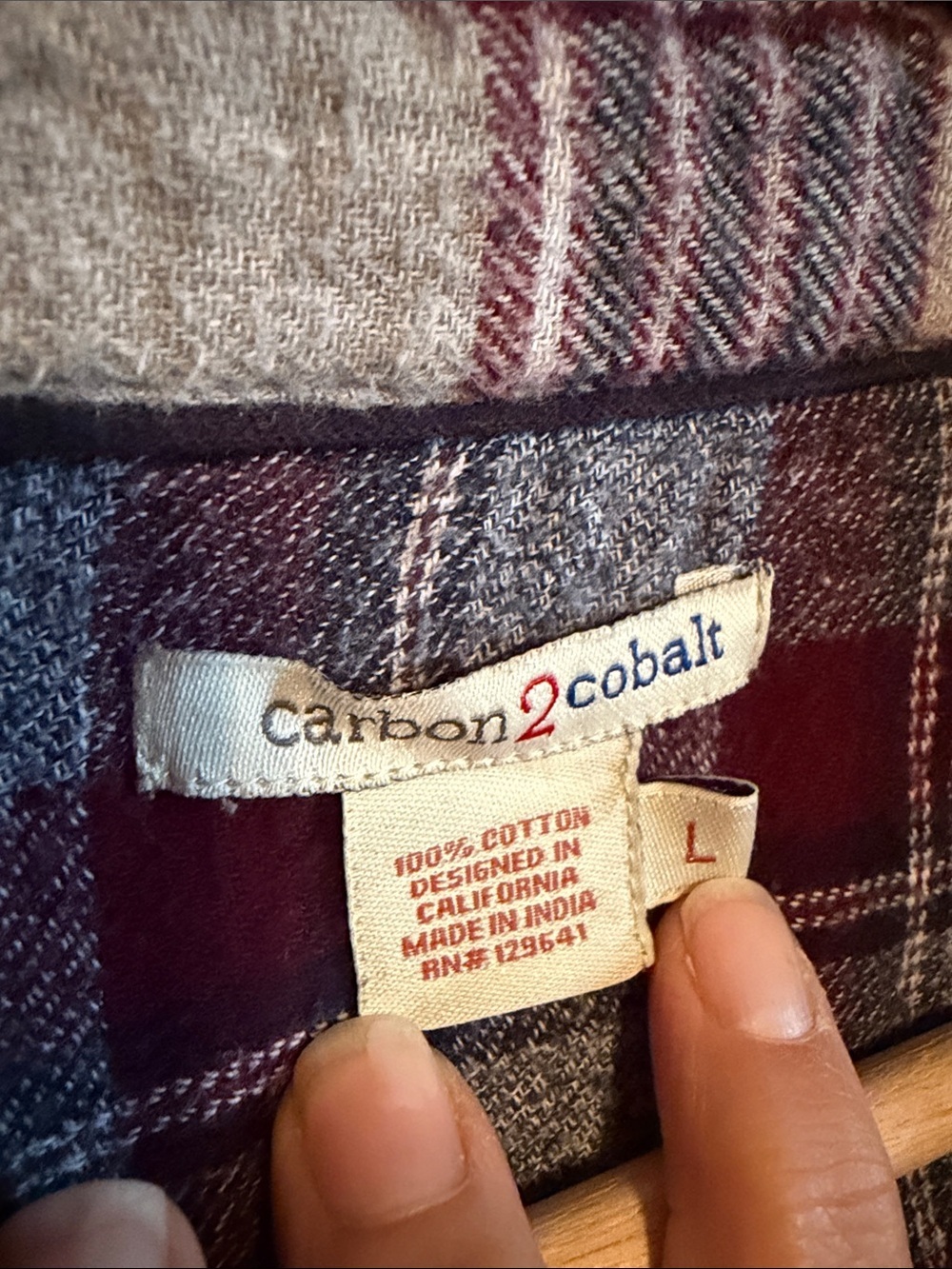 Men's Zip-Front Plaid Shirt Jacket in Gray and Burgundy - Picture 2 of 7